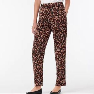 NewJ.Crew 8 High Rise Wide Leg Elastic Back Waist Trousers Leopard Pockets Pants